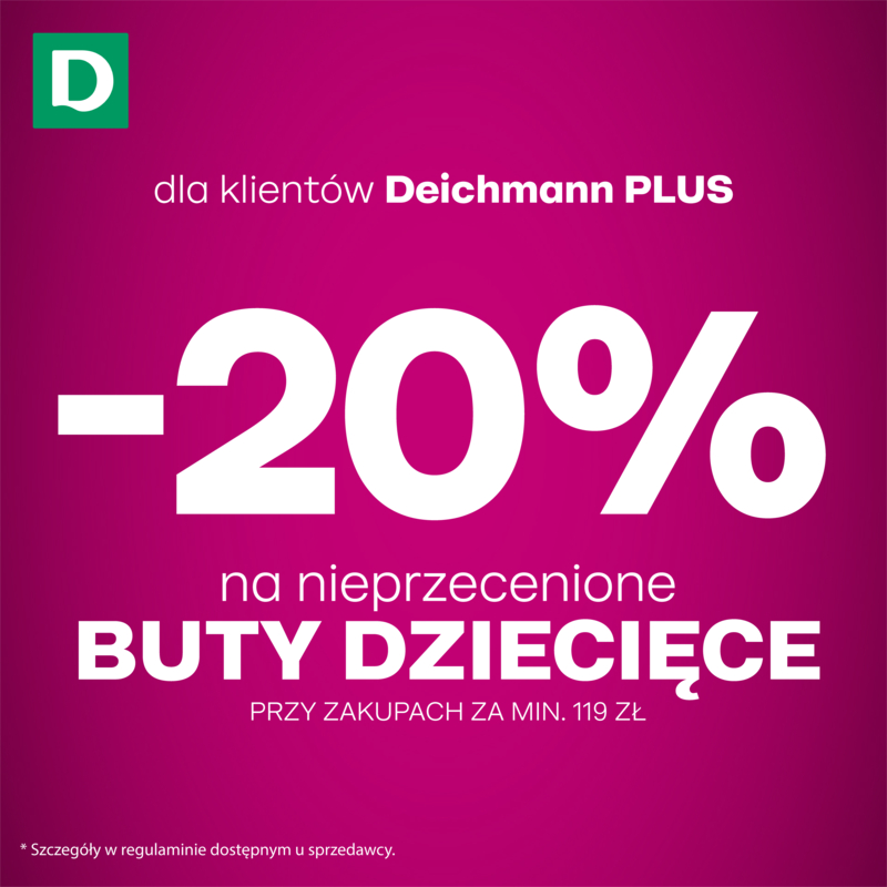 -20% na buty dziecięce z okazji zbliżającego się dnia dziecka.