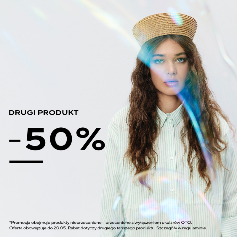 Rabat 50% na drugi, tańszy produkt lub w tej samej cenie