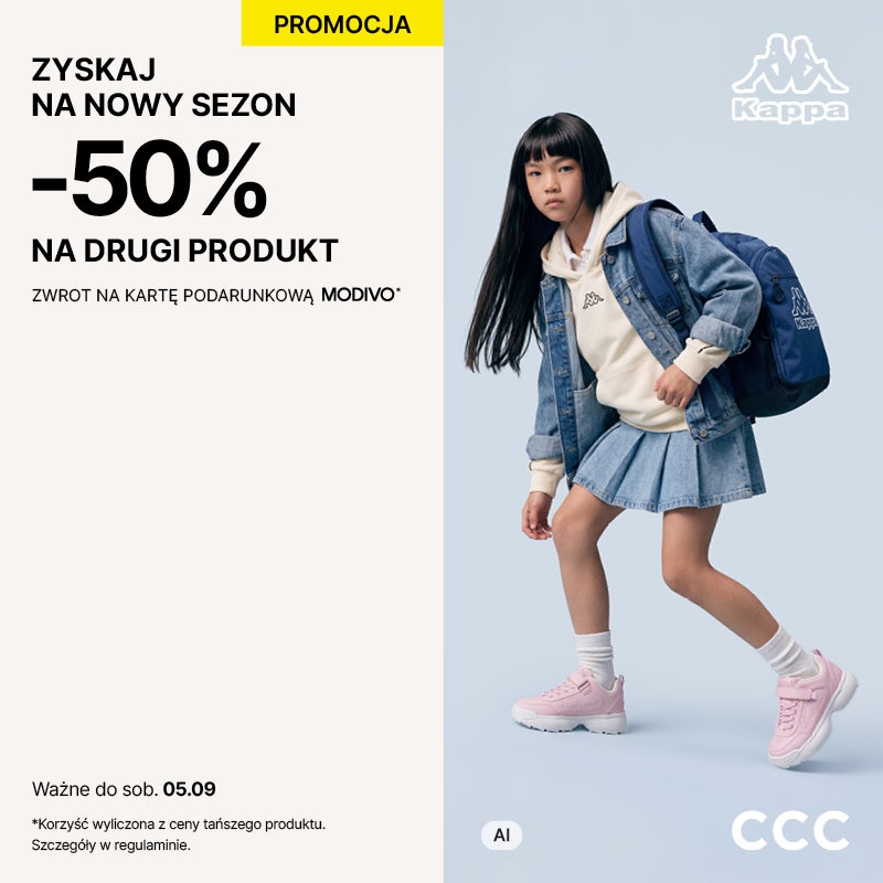 Teraz w CCC -50% na drugi tańszy produkt ze zwrotem na Kartę Podarunkową MODIVO!